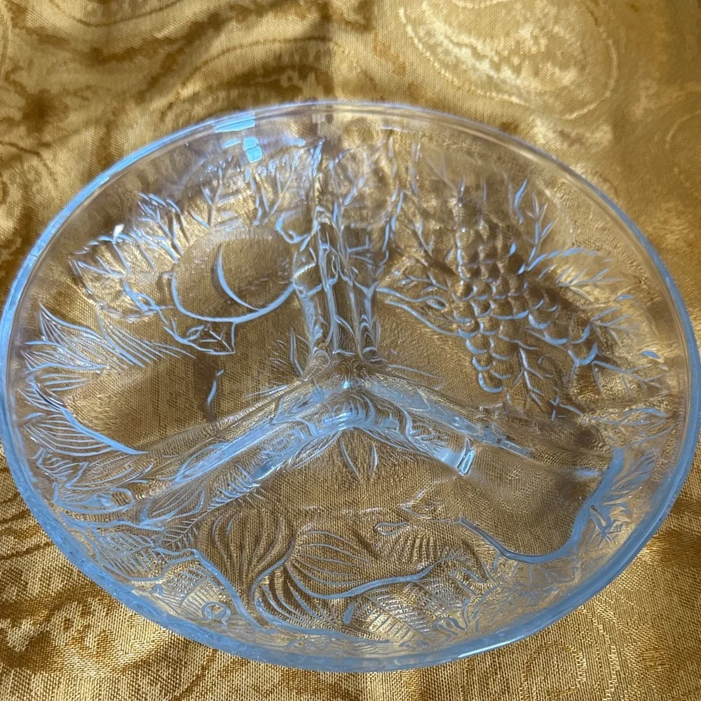 Vintage Clear Glass Divided Dish